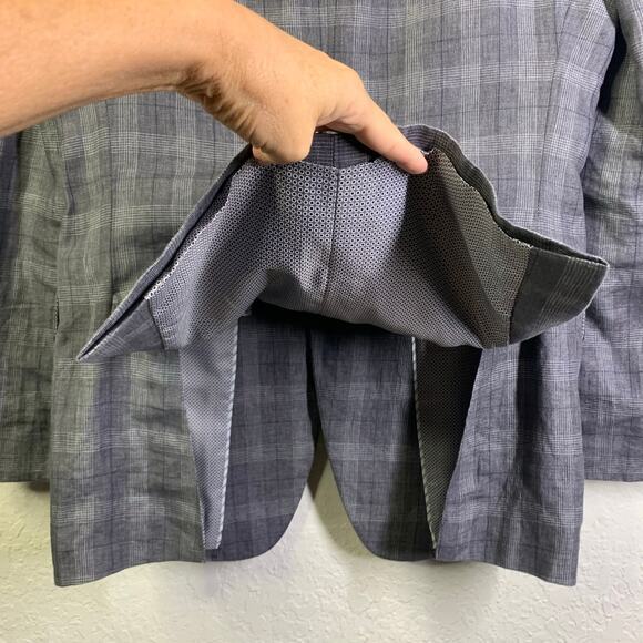 JOSEPH ABBOUD Blazer Sport Coat Jacket Linen Tailored Fit Plaid 2 Button 37 Reg - Picture 8 of 15
